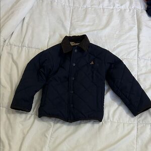 Baby GAP Navy Quilted Jacket with Brown Corduroy Collar